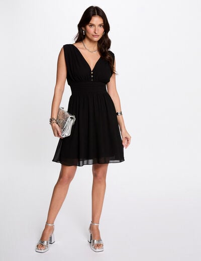 Mini loose A-line dress black women