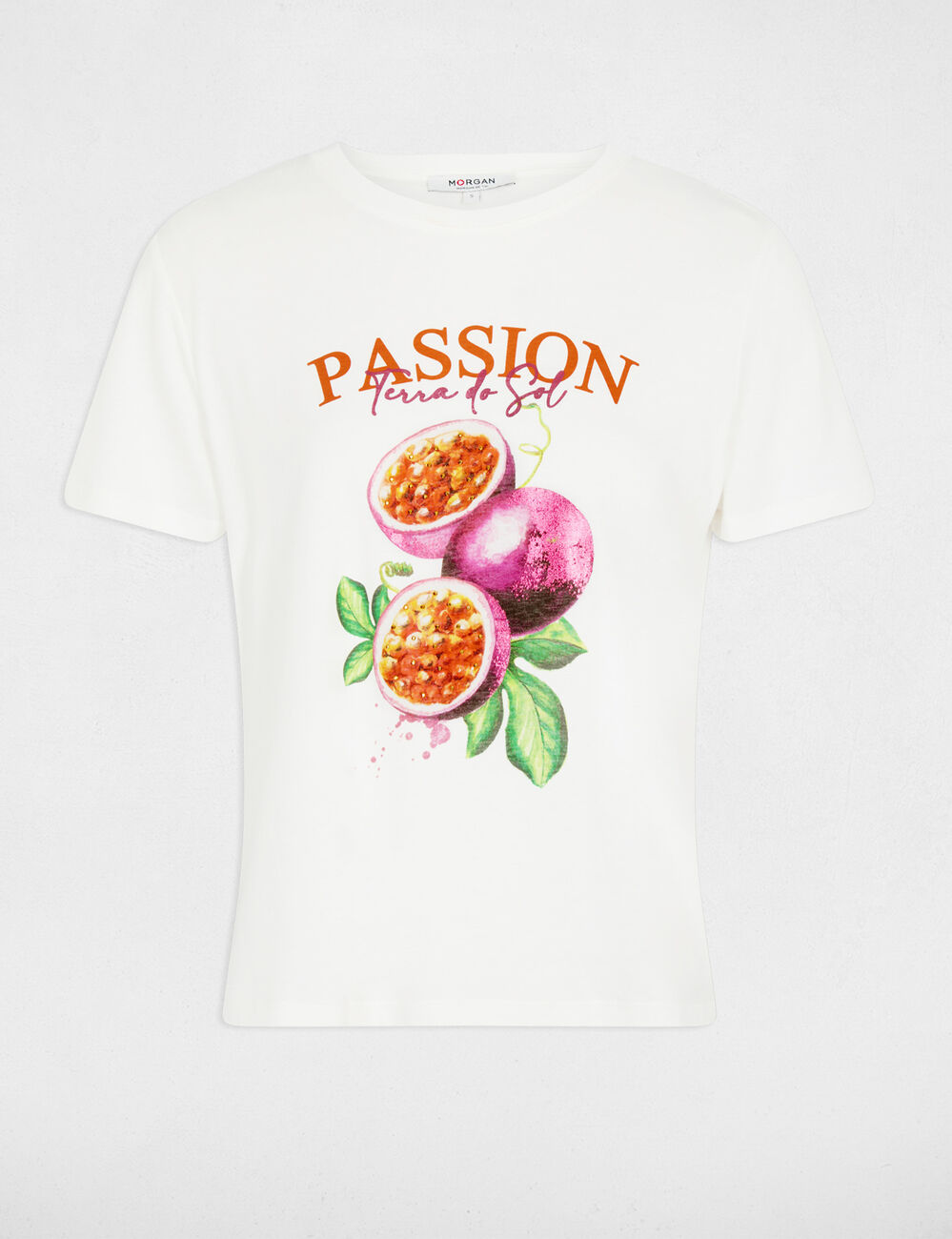 Printed t-shirt with round neck white women