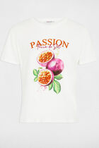 Printed t-shirt with round neck white women