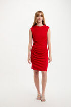 Robe courte ajustée drapée rouge femme