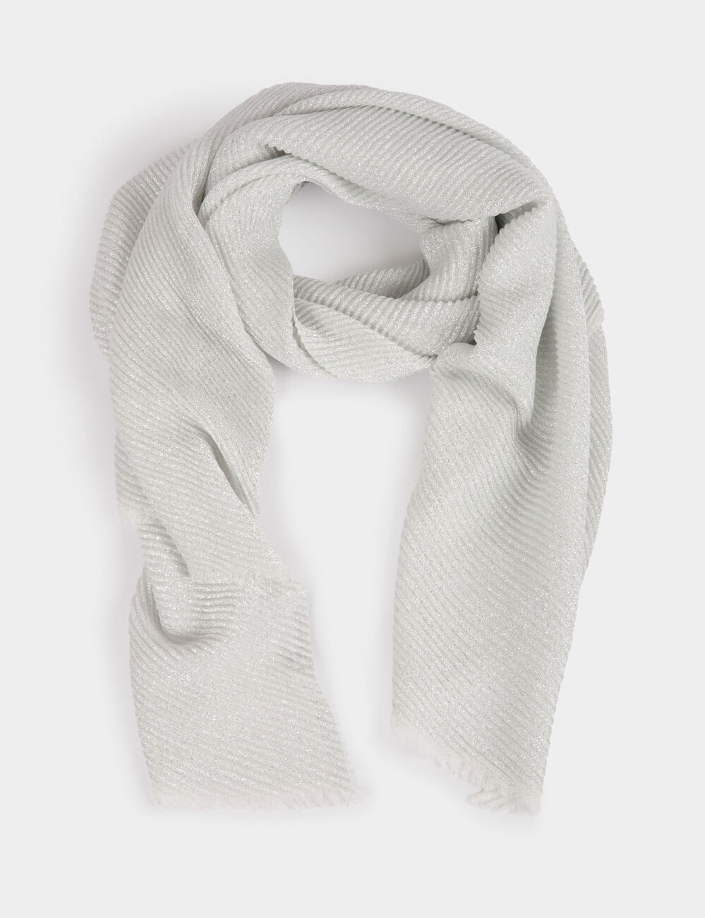 Scarf metallised threads silver color women