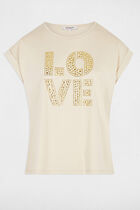 T-shirt with message beige women