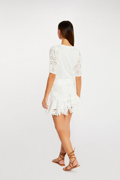 Fitted skirt with lace ecru ladies'