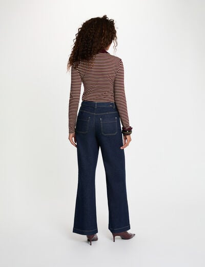 Striped long-sleeved polo bordeaux women