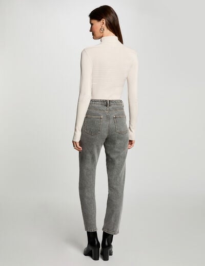Fitted high neck sweater ivory women