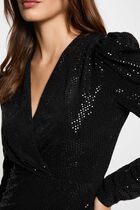 Robe ajustée sequins noir femme