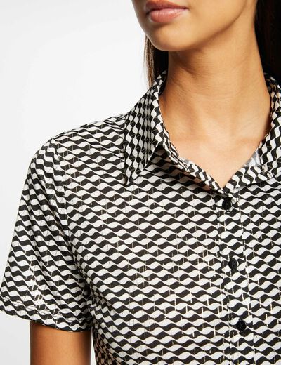 Buttoned t-shirt geometric print multico ladies'