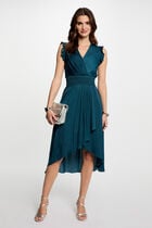 Robe droite fluide sans manches bleu pétrole femme
