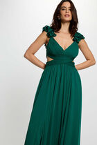 Maxi loose straight dress green women