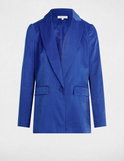 Suede blazer electric blue women