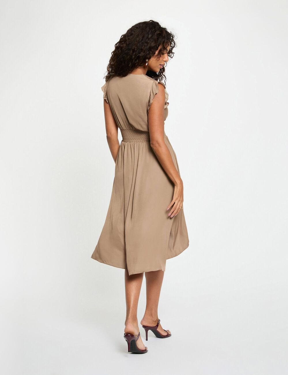 Sleeveless loose straight dress taupe women
