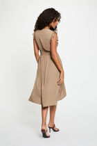 Sleeveless loose straight dress taupe women
