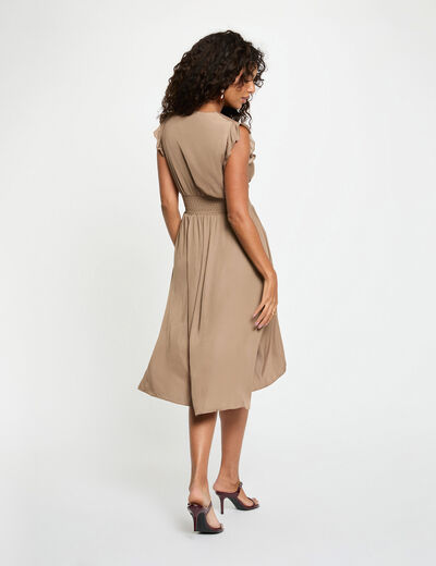 Sleeveless loose straight dress taupe women