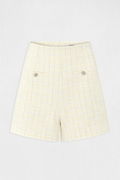 High-waisted straight shorts yellow ladies'