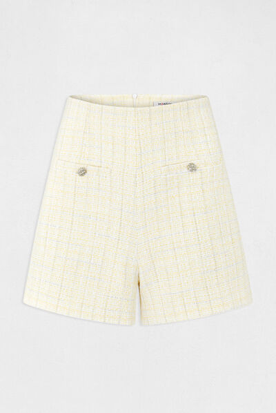 High-waisted straight shorts yellow ladies'