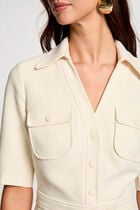 Buttoned A-line mini dress ecru women