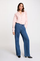 Lace v-neck t-shirt light pink women