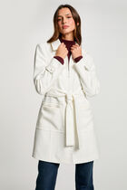Zipped long coat white women