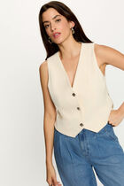 Sleeveless lace cardigan cream women