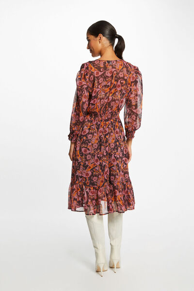 Midi A-line dress with paisley print multico ladies'