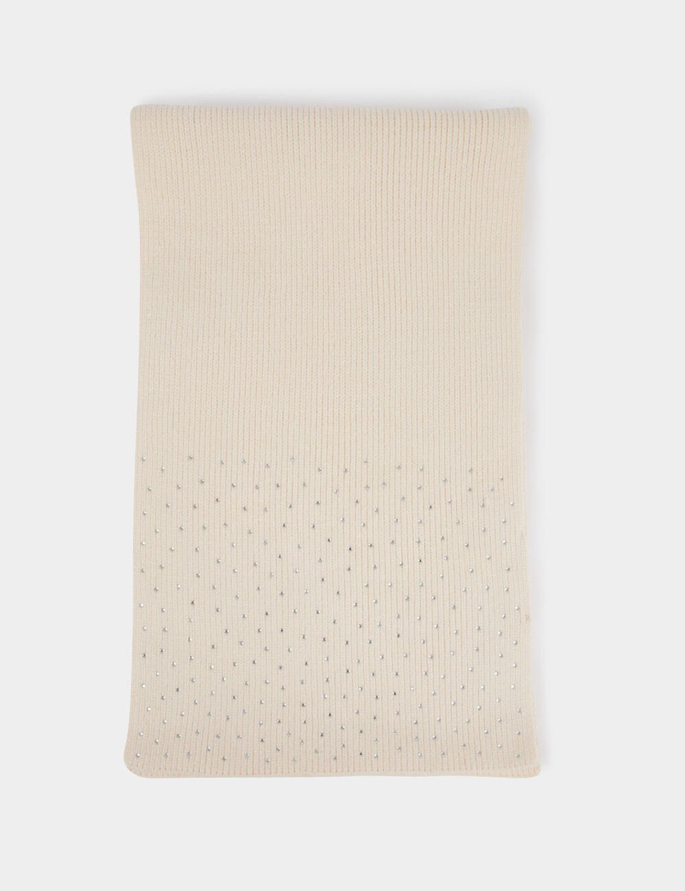Scarf with rhinestones ivory women