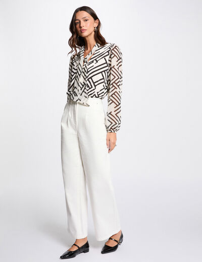 High-waisted wide leg jeans white women