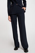 Pantalon flare à rayures bleu marine femme