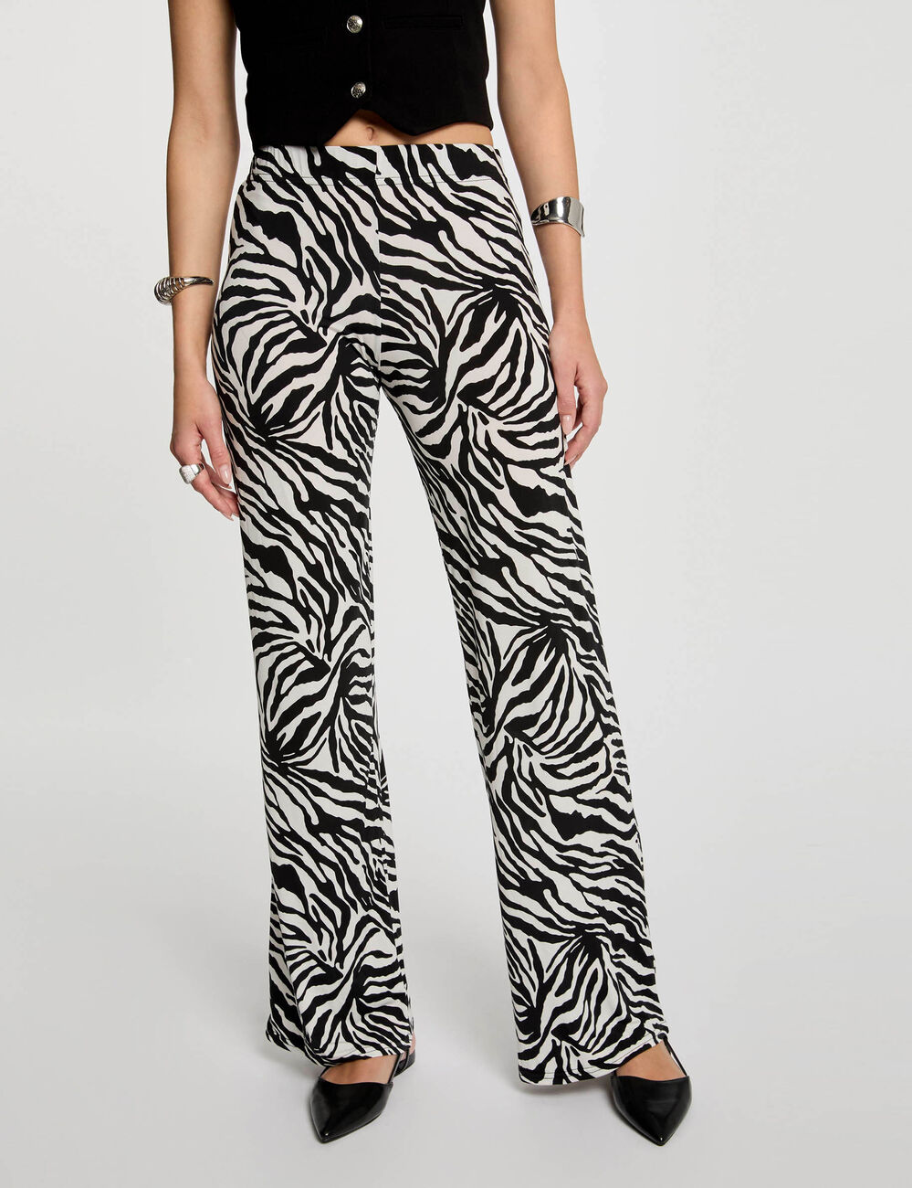 Printed loose trousers black women