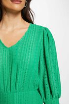Robe courte évasée brodée vert femme