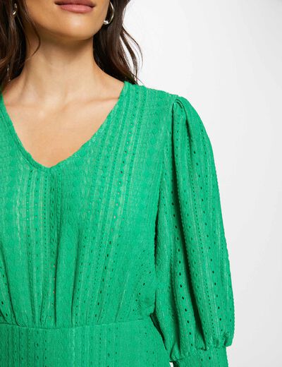 Embroidered A-line mini dress green women