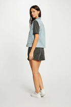 Sleeveless denim jacket jean bleached women