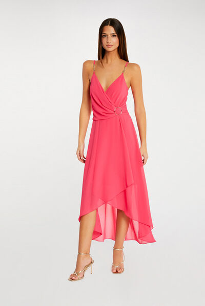 Midi dress with thin straps medium pink ladies'