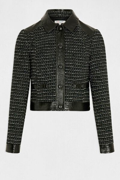 Straight jacket with vinyl details black ladies'