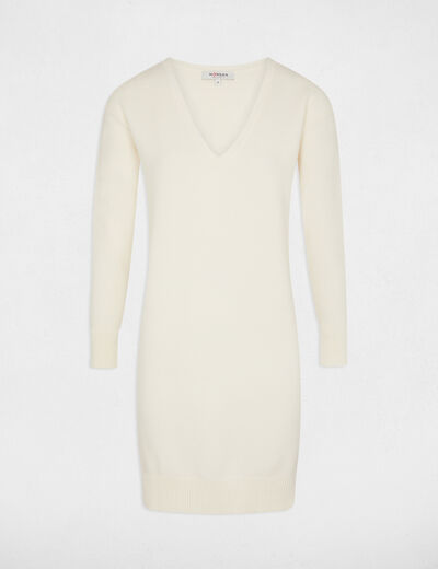 Short straight knitted dress ivory ladies'