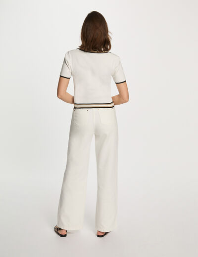 Jumper polo collar and short sleeves white women
