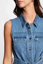 Robe midi trapèze en jean denim stone femme