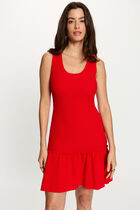 Knitted fitted dress bright red women