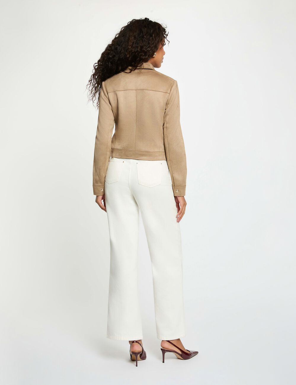 Short suede jacket taupe women