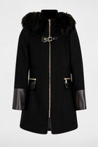 Straight zipped coat with hood black women