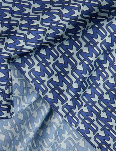 Satin printed scarf blue women