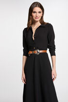 Loose straight midi dress black women