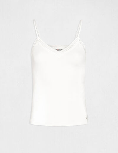 Vest top thin straps with lace strips ecru ladies'