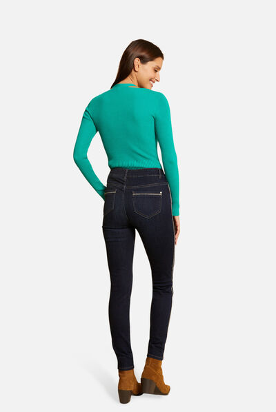 Long-sleeved jumper with buttons mid-green ladies'