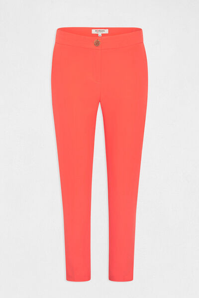 Cropped fitted city trousers with darts orange ladies'