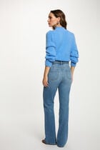 Pull col montant bleu femme