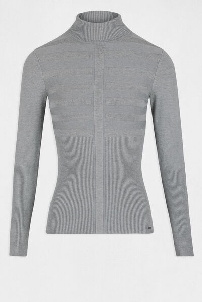 Long-sleeved jumper turtleneck anthracite grey ladies'
