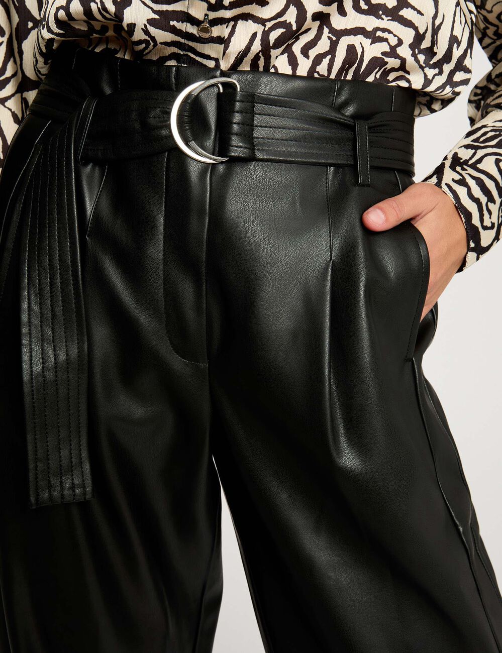 High-waisted wide trousers black women