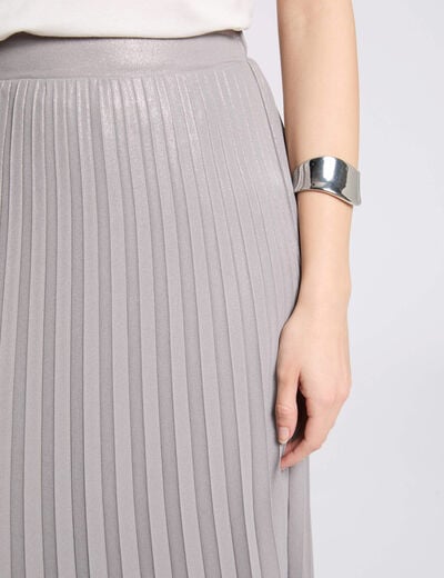 Maxi pleated skirt silver color women