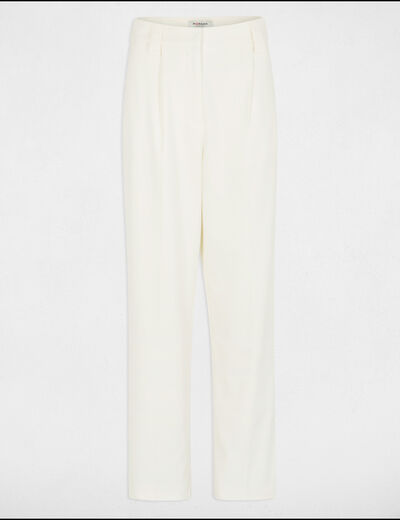 Wide leg trousers with darts ecru women
