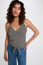 Débardeur cropped col v noir femme